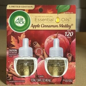 Air Wick Plug in Scented Oil Refills Apple Cinnamon Medley 2 pack 1.34oz NEW
